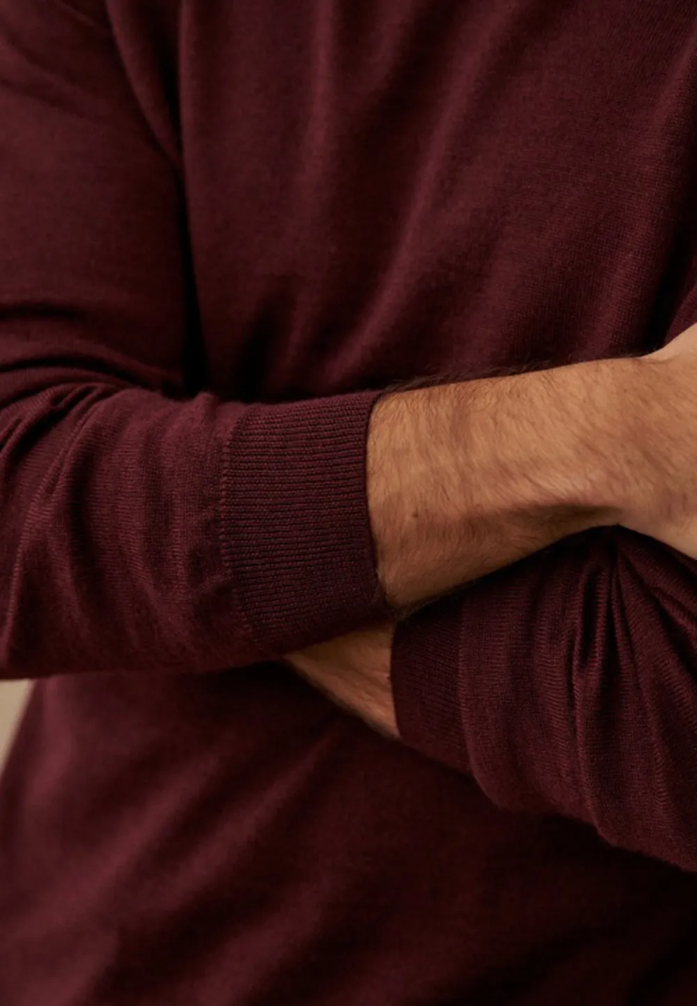 Burgundy Classic Crew Neck Knit Sweater