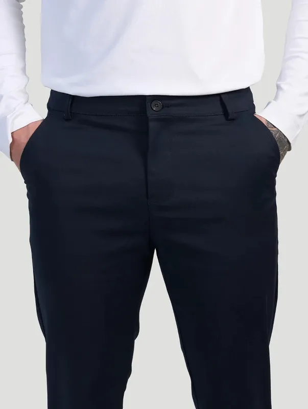 Navy Blue Stretch Pants Clean Cut