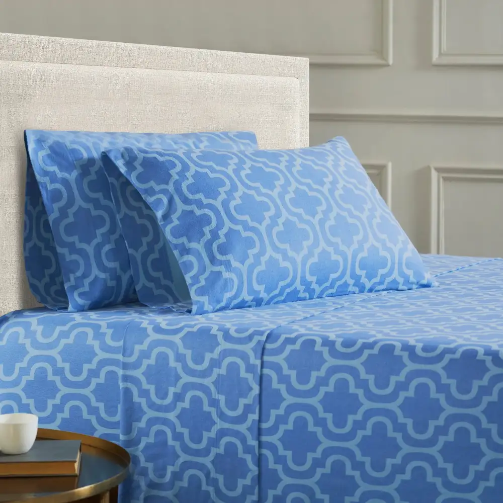 Cotton Flannel Trellis Deep Pocket Sheet Bedding Set