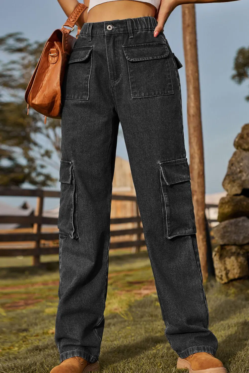 Washed Loose Fit Pocketed Denim Jeans