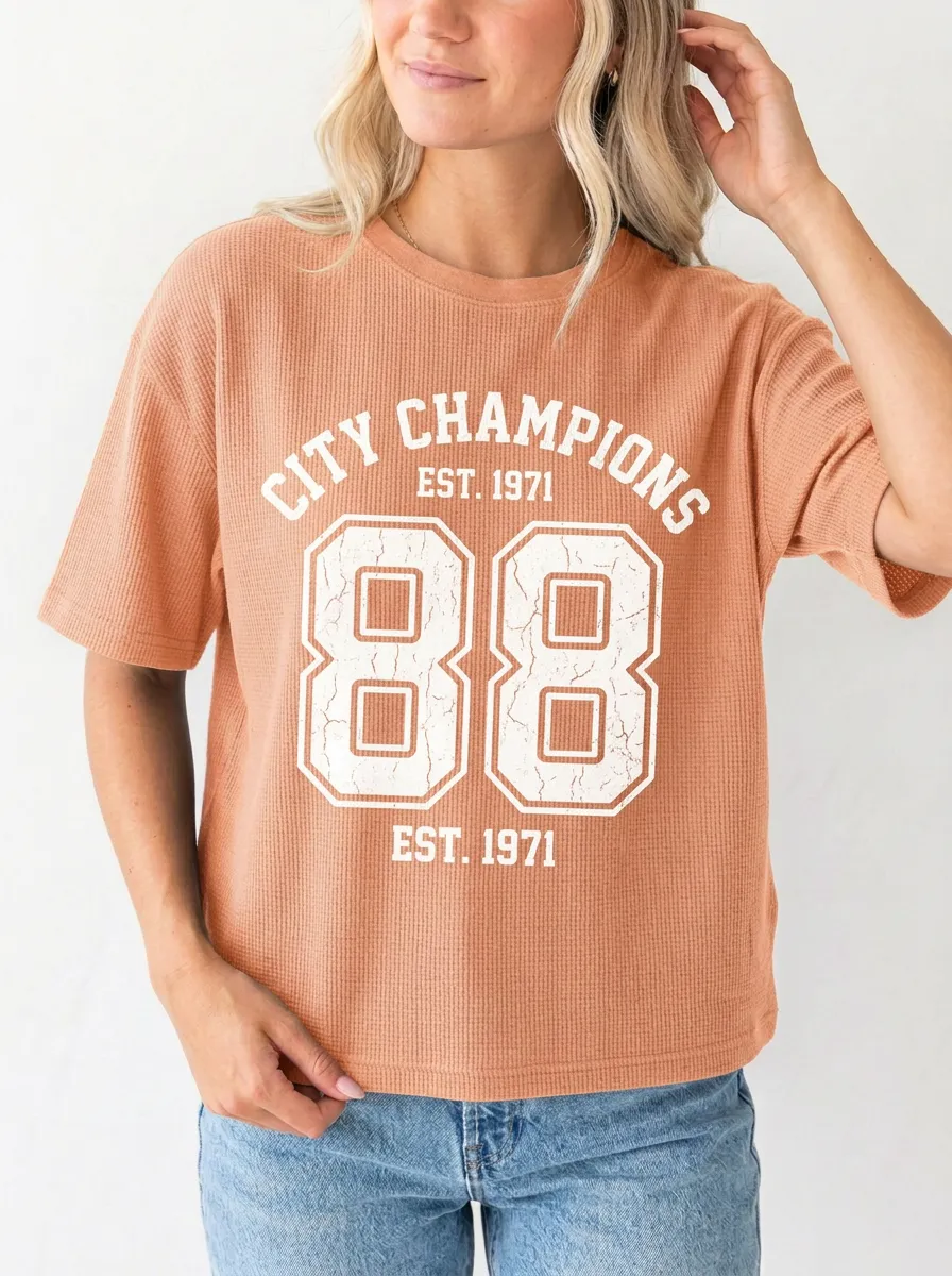 Women's Gridiron Varsity Crew Neck Graphic T-Shirt