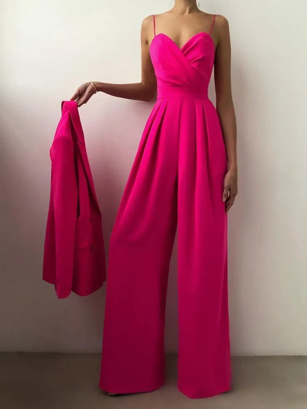 Plus Size Spaghetti Strap Wide Leg Accessory