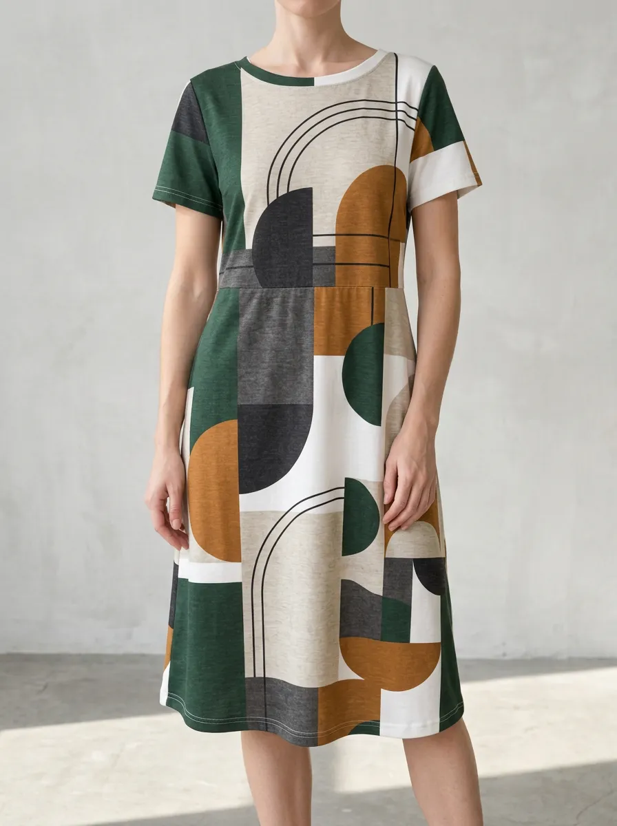 Women's Geometric Print Short Sleeve Dress