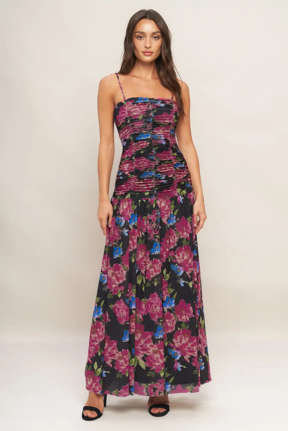 Mesh Printed Maxi Dress