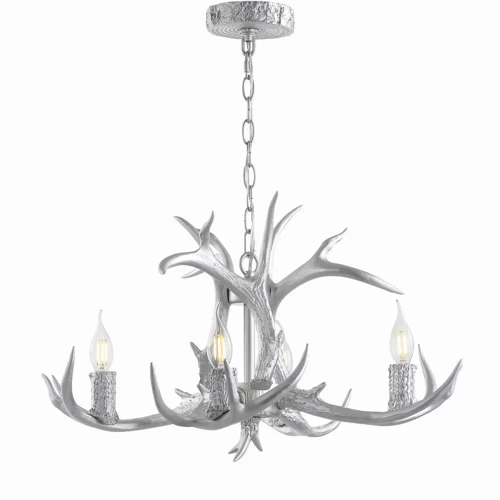 Adjustable Resin Antler Four-Light LED Chandelier