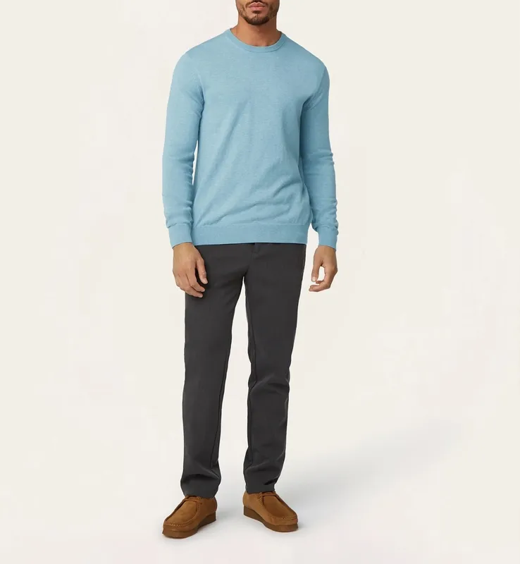 Soft Wool-Blend Crewneck Light Blue