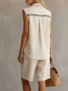 Soft Refined Pocketed Top and Shorts Matching Set