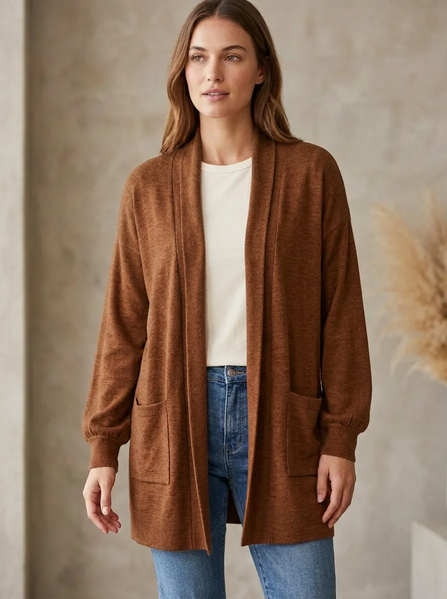Casual Open-Front Knit Cardigan