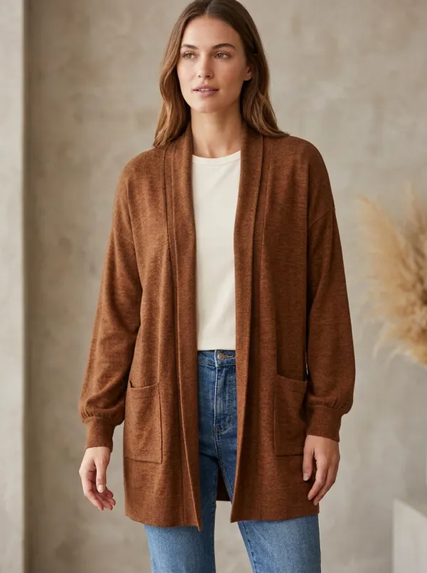 Casual Open-Front Knit Cardigan