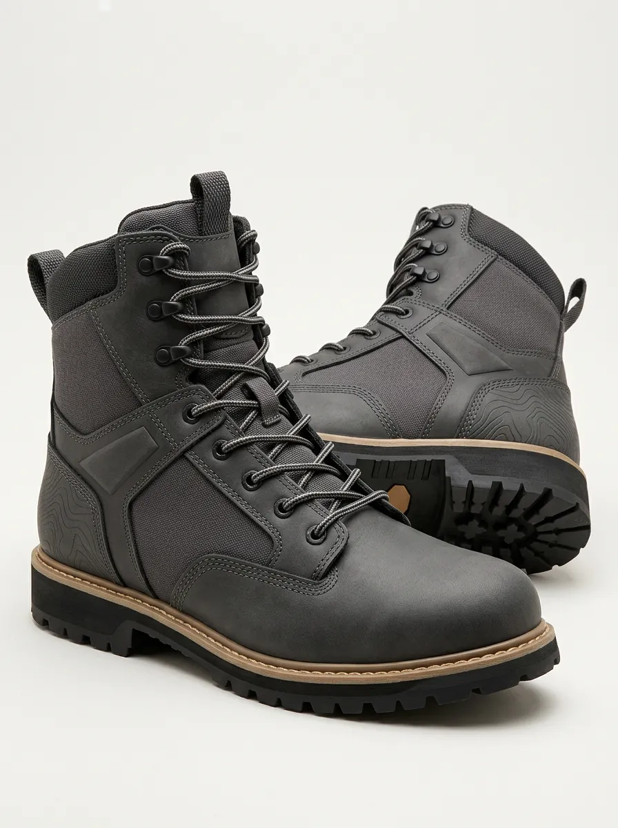 Unisex Distinctive Outdoor Enthusiast Topographic Pattern Print Work Boots