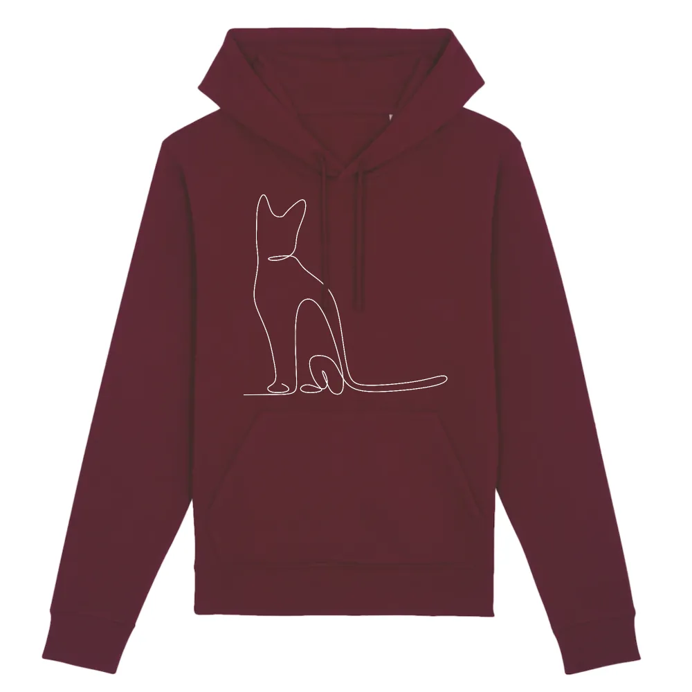 Subtle Cat Graphic Pullover Hoodie