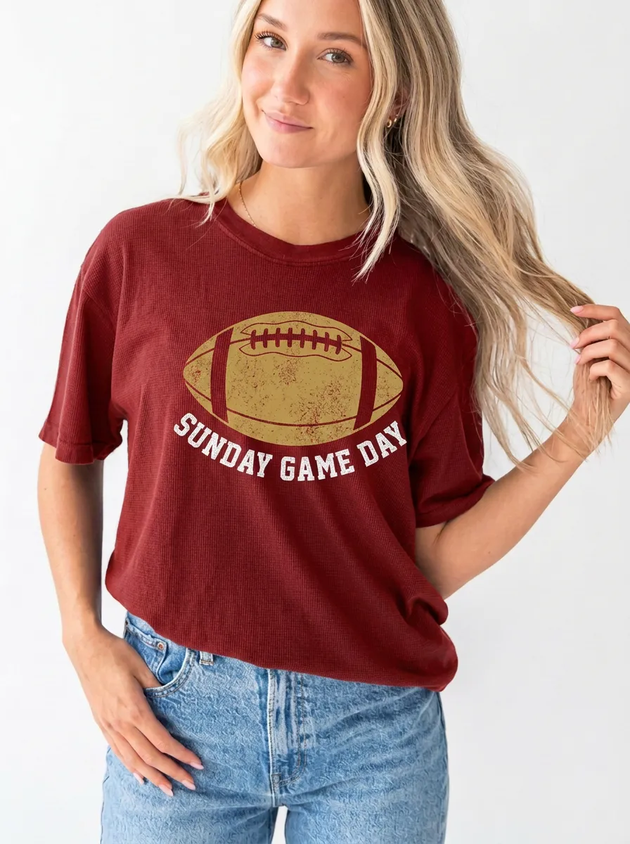 Women's Gridiron Ball Game Day Sunday Crewneck T-Shirt