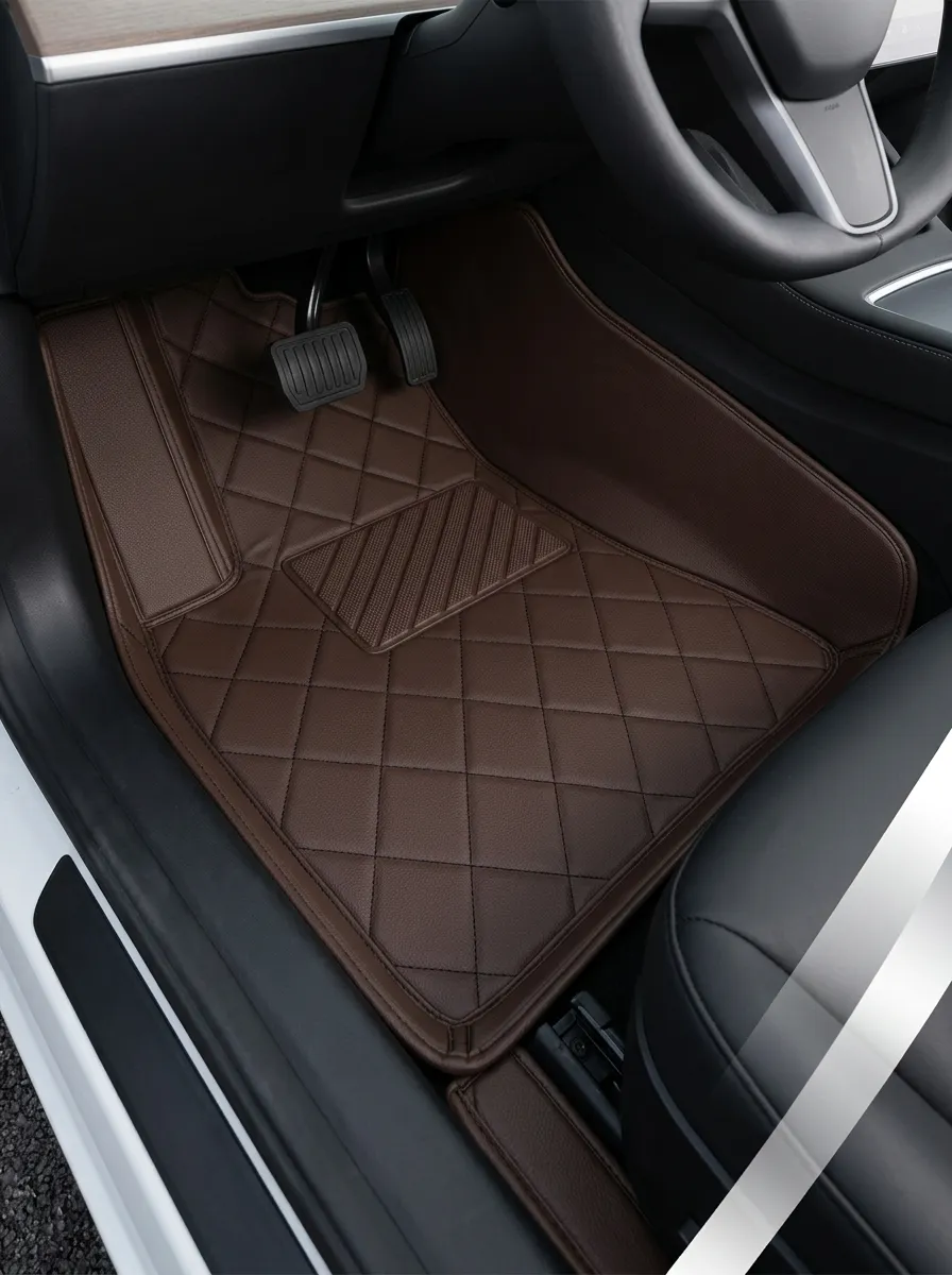 Refined Quilted Leather-Look Floor Mats