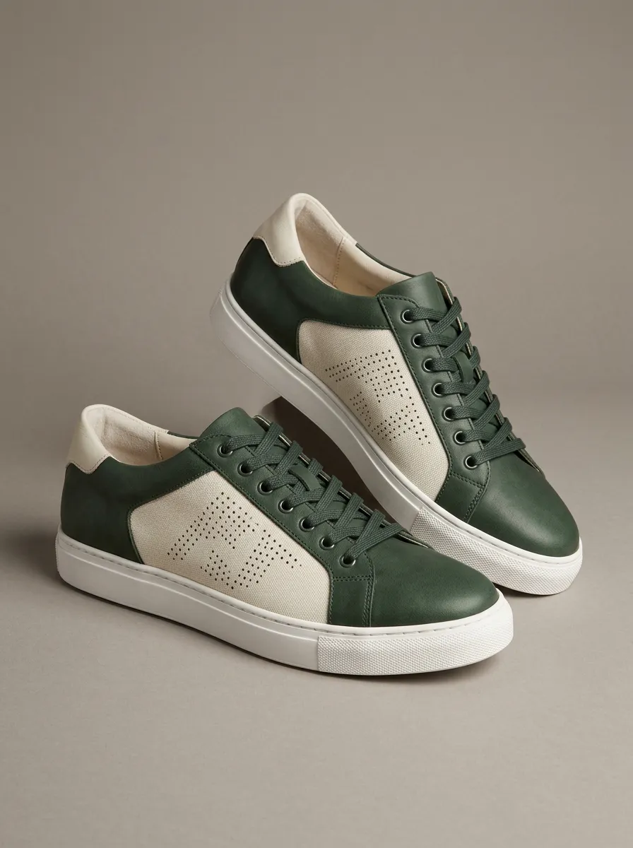 Men's Minimalist Perforated Pattern Printed Casual Shoes