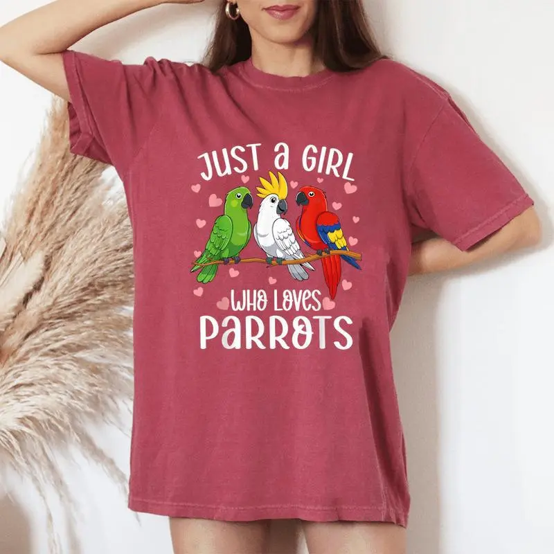 Just A Girl Who Loves Parrots Parrot Lover Girl Women's Oversized Comfort T-Shirt