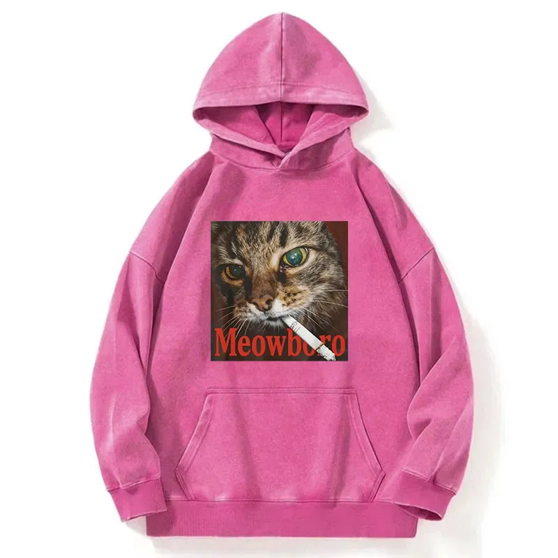 Funny Smoking Cat Meme Washed Hoodie