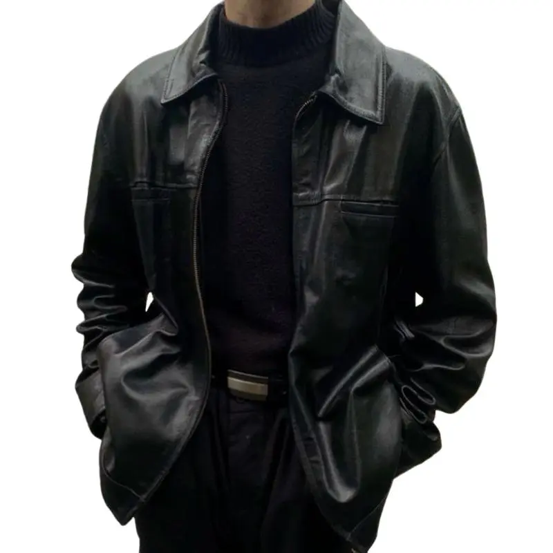 Leather Moto Collared Jacket