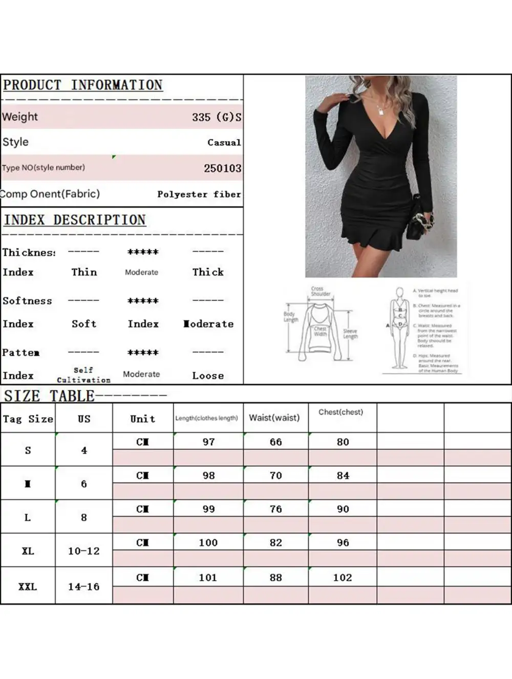 V Neck Ruffle Waist Bodycon Mini Dress