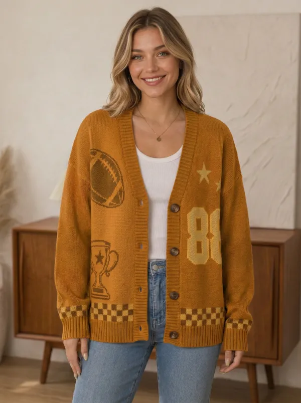 Women's Heritage Football Trophy Knit Knit Cardigan