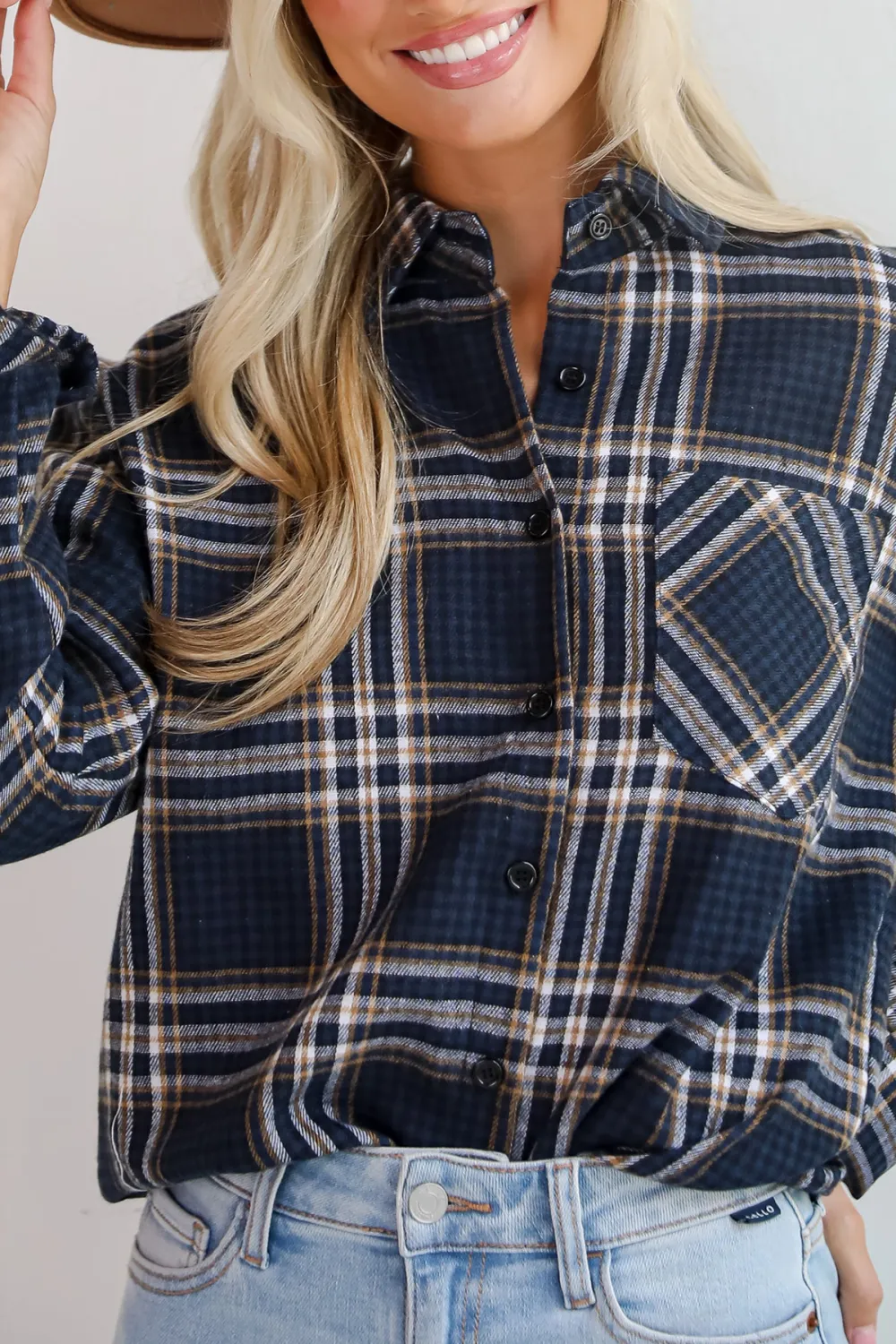 Long Sleeve Blue Plaid Flannel