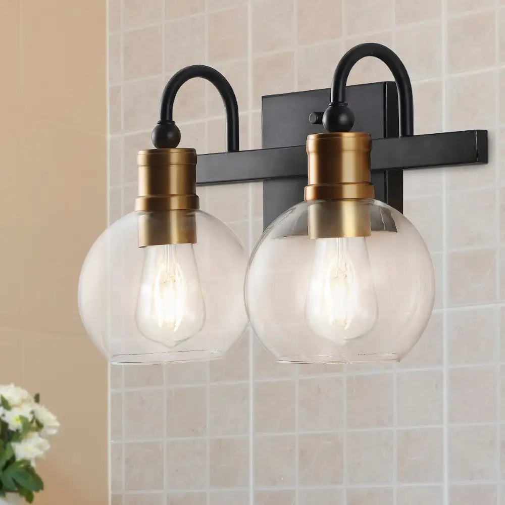 Dual-Light Iron Glass Rustic Vintage LED Vanity Light