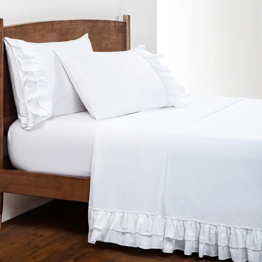 Cotton Sateen Ruffled Sheet Set