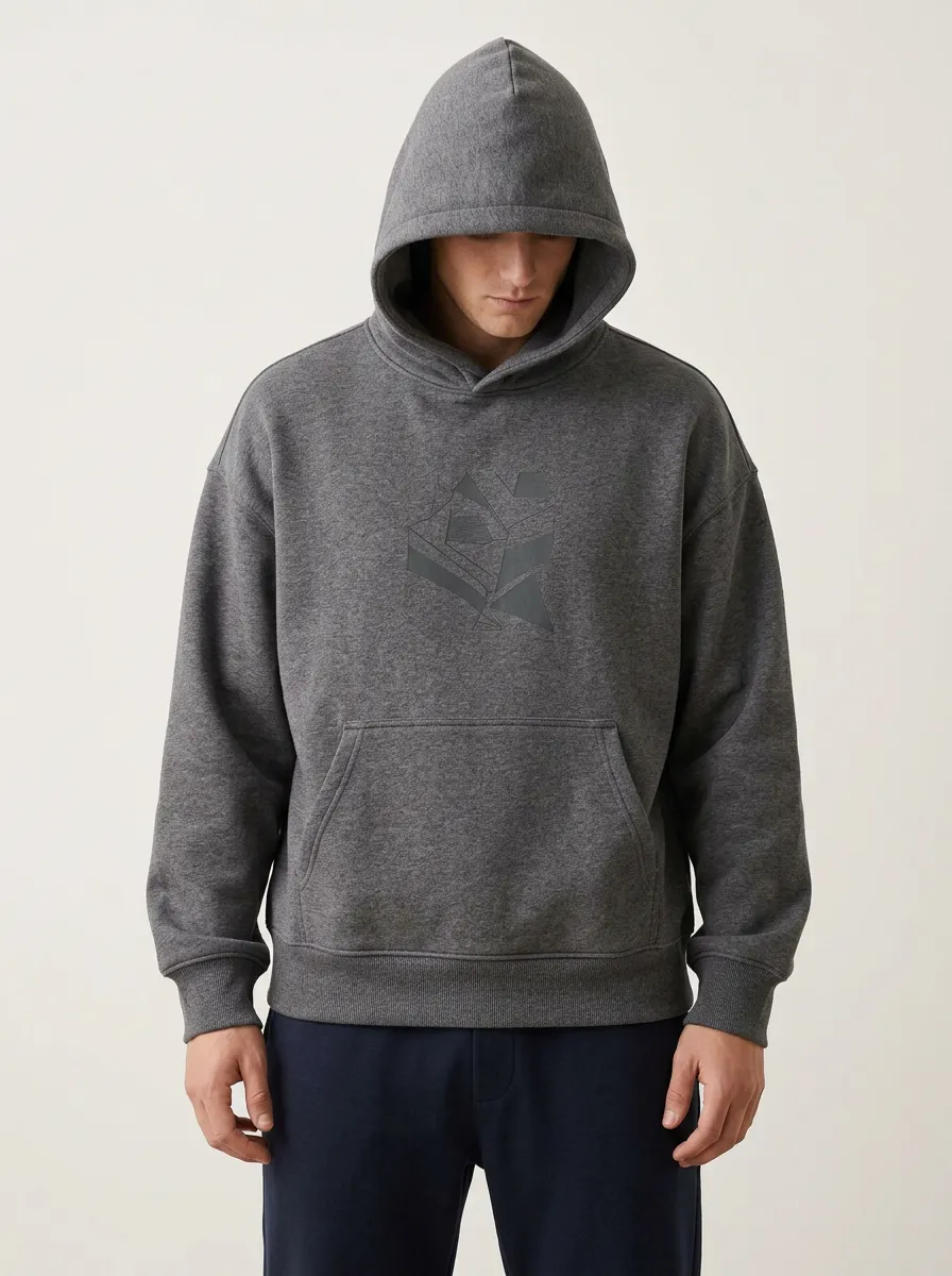 Men's Minimalist Abstract Geometric Printed Hoodie