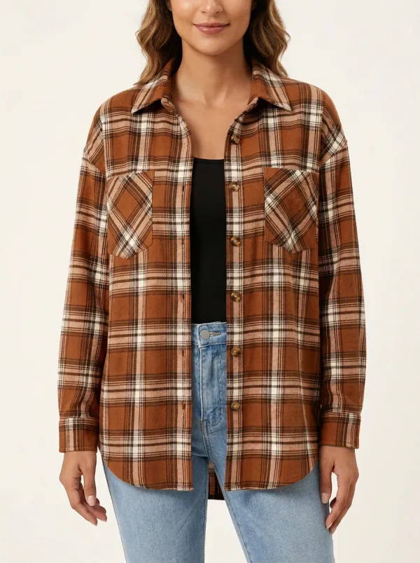 Rustic Printed Plaid Plaid Long-Sleeve Shirt