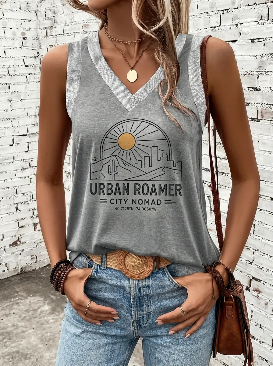 Women's Urban Roamer City Nomad Desert Sun Printed Tank Top
