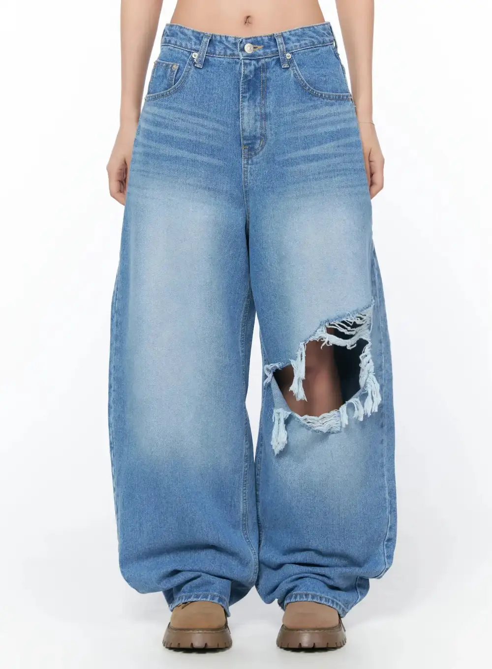 Streetwear Distressed Wide Leg Jeans