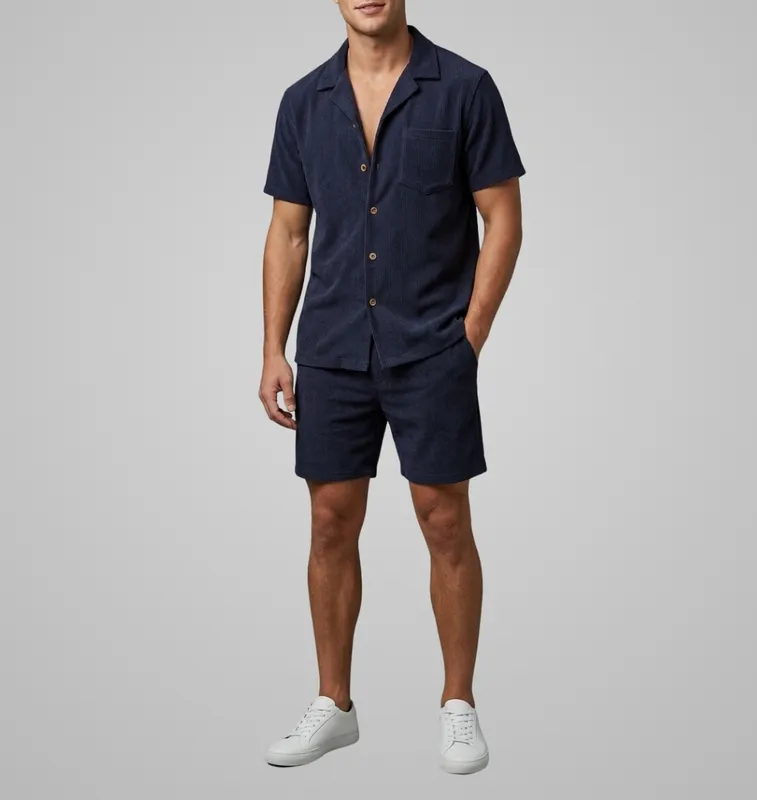 Open Collar Two Piece Set Clean Cut