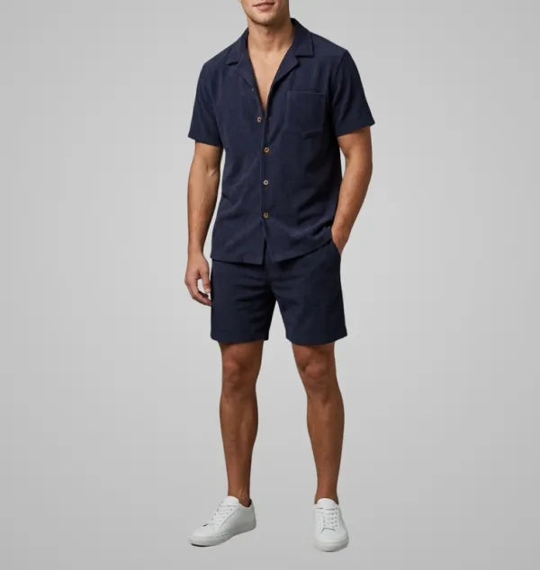 Open Collar Two Piece Set Clean Cut