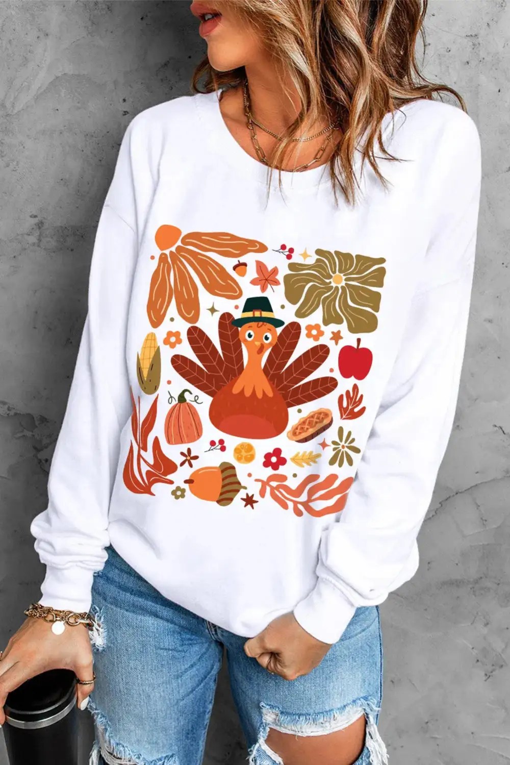 Modern Round Neck Graphic Sweatshirt