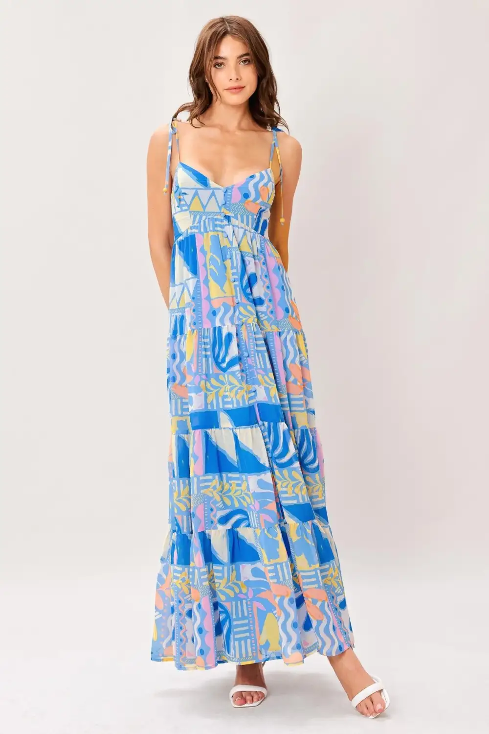 Classic Smocked Printed Maxi Dress