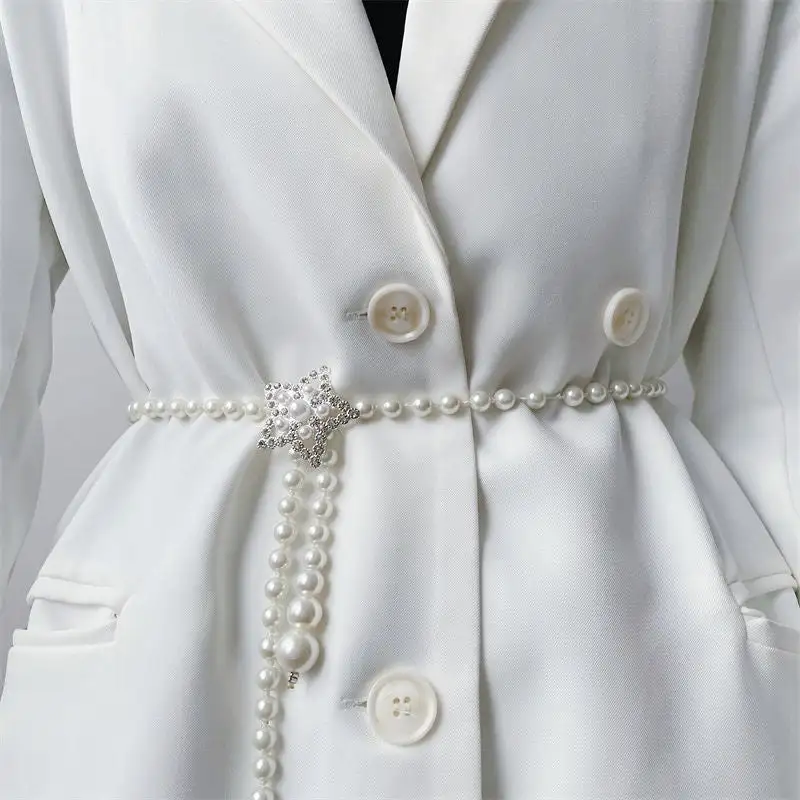 Polished Pearl Cascade Waist Belt