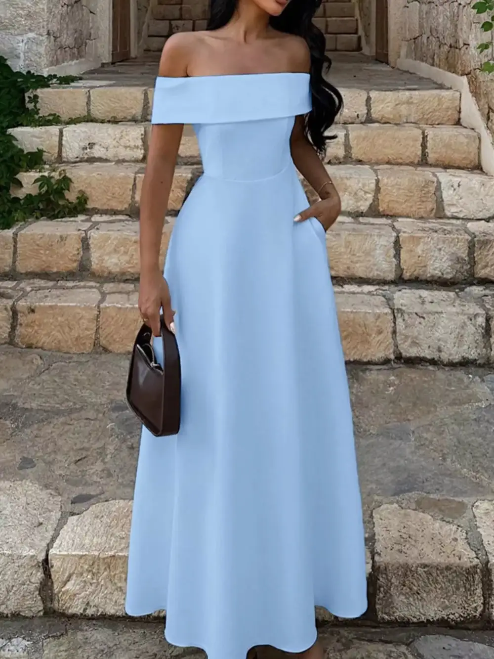 Off Shoulder A Line Maxi Dress