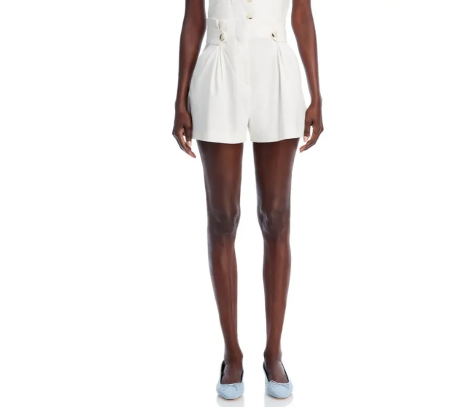 Linen Blend Pocket Zip Fly Shorts