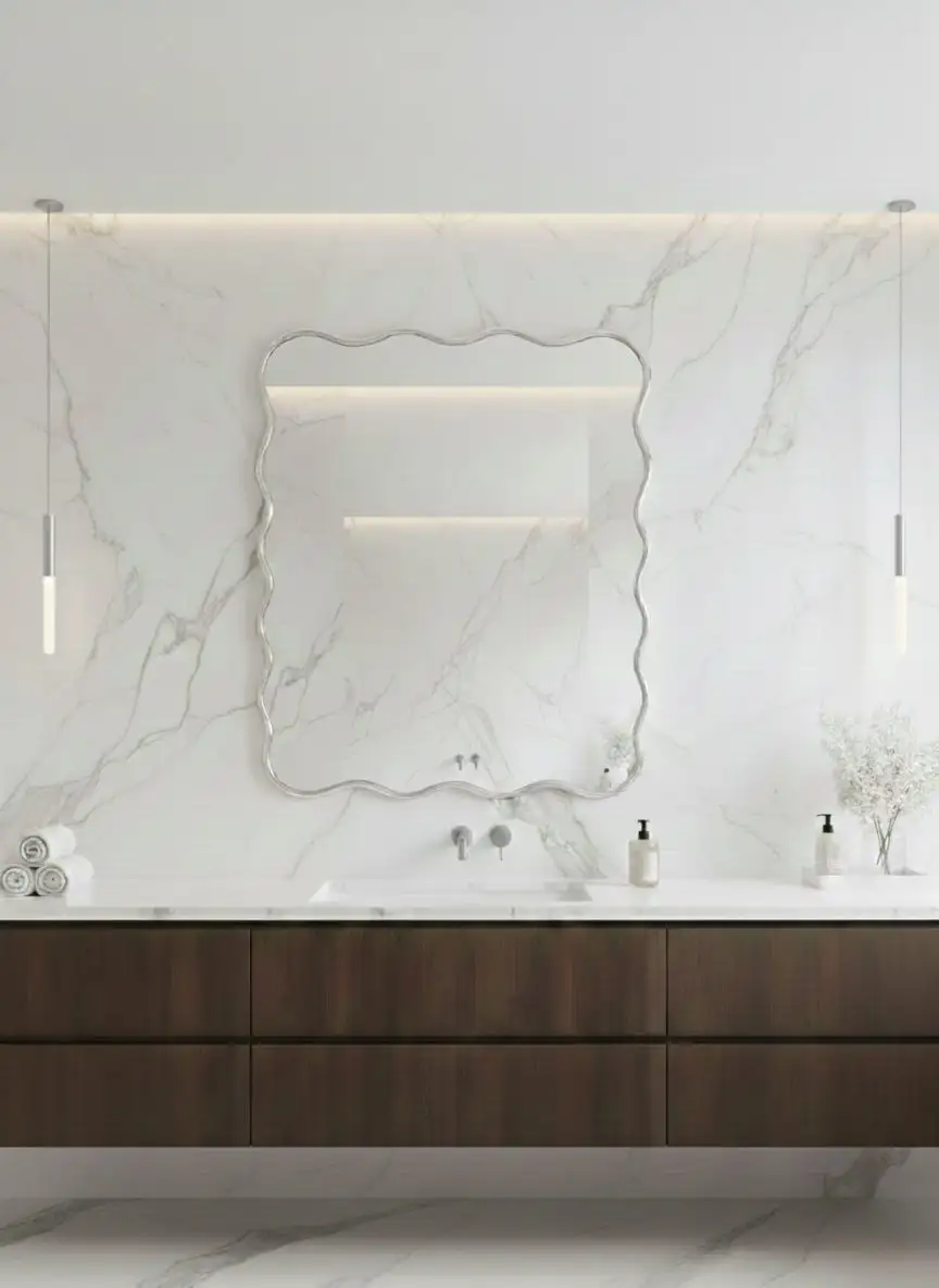 Sculpted Wavy Frame Wall Mirror