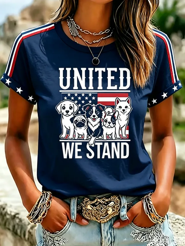 Women'S Proud American Dog 250Th Anniversary Patriotic Claw Print T-Shirt
