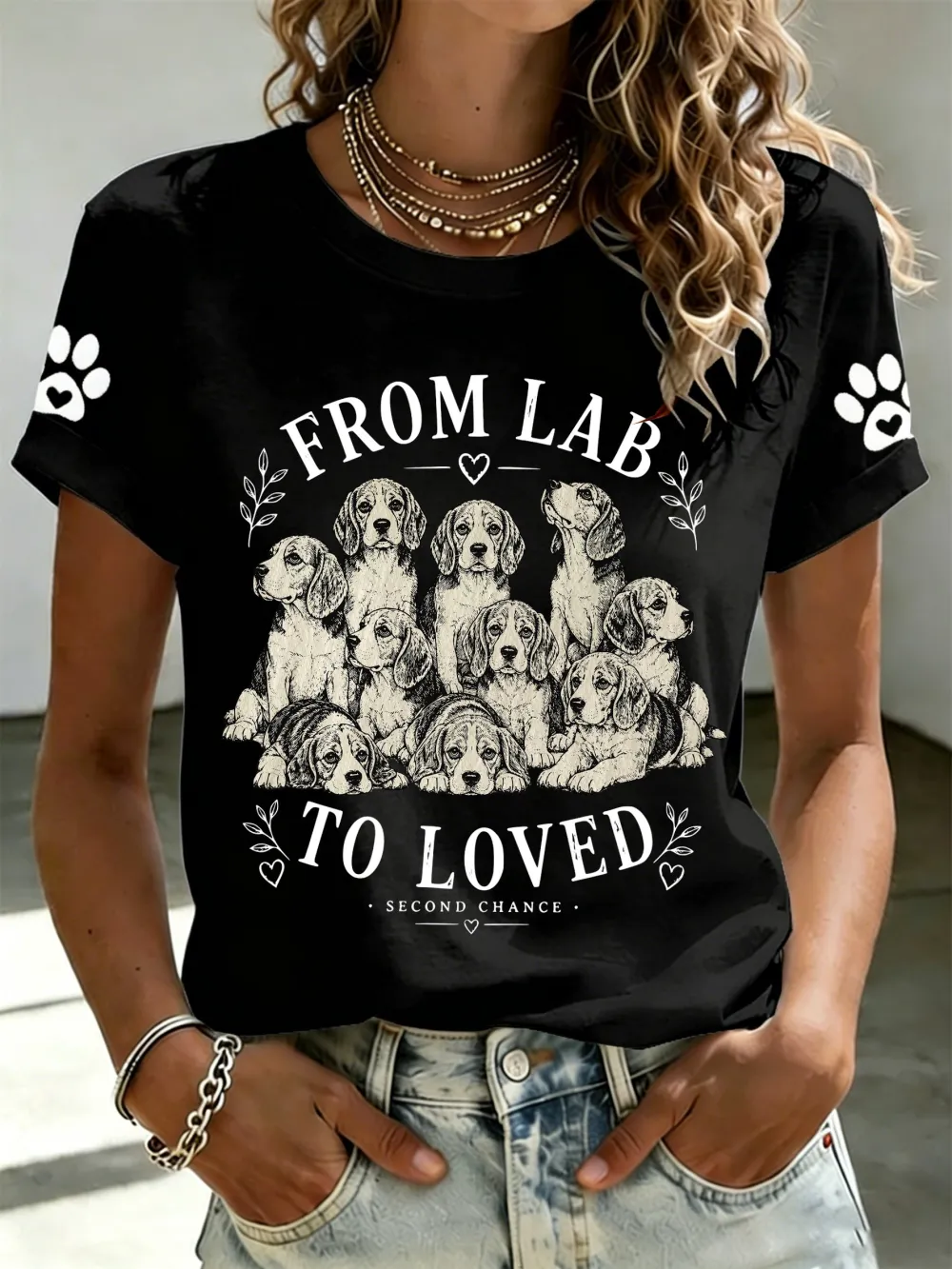 Women's From Lab To Loved Beagles Print T-shirt