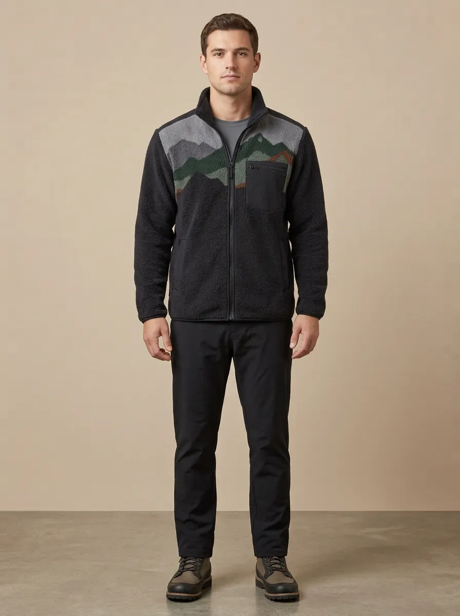 Nature Mountain Landscape Fleece Jacket