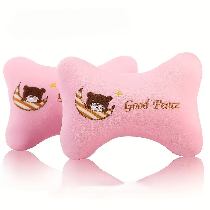 Bear Embroidered Car Neck Pillow