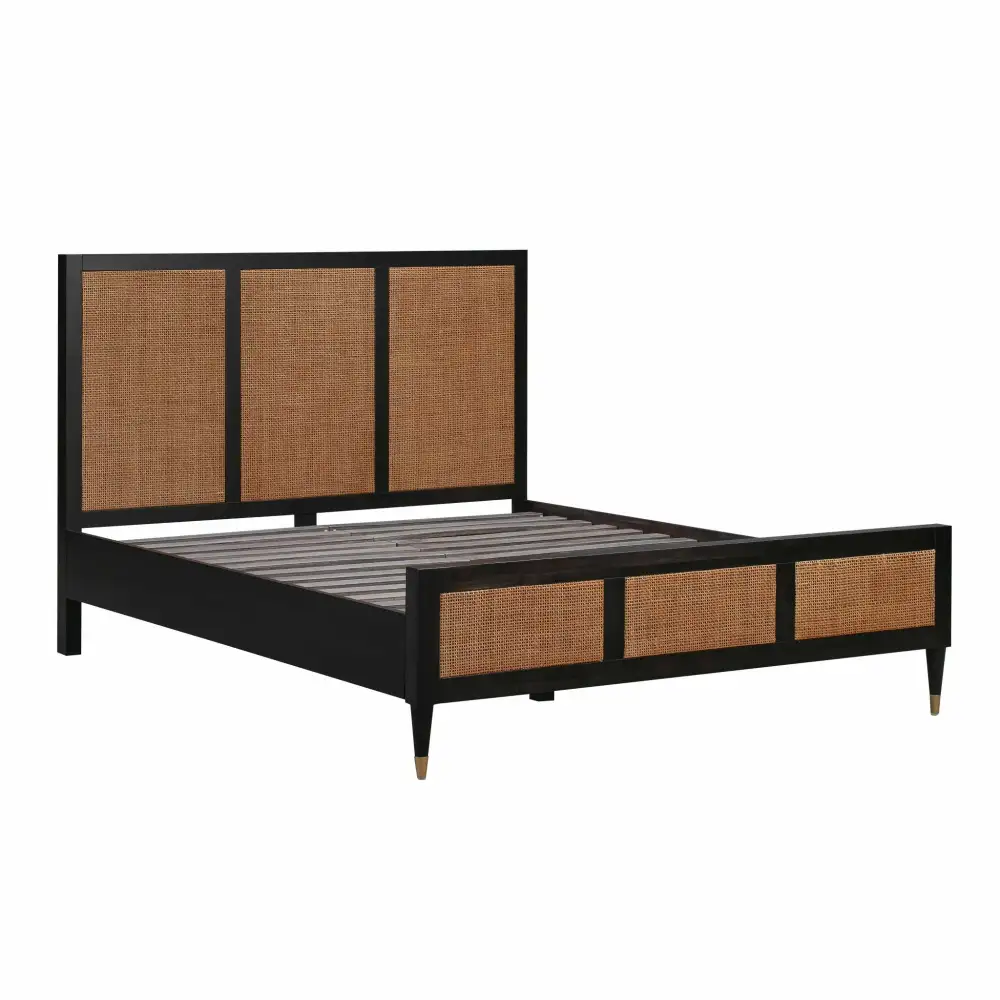 Woven Modern Rattan Wood Refined Bed