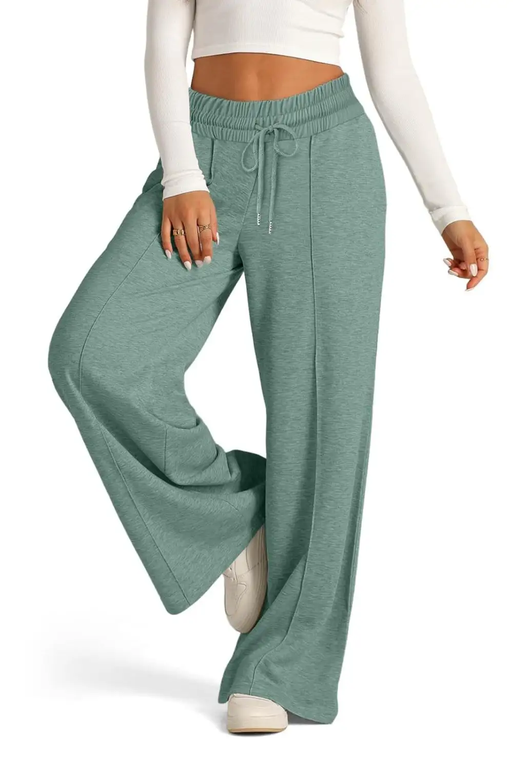 Relaxed Drawstring Elastic Waist Wide Leg Pants