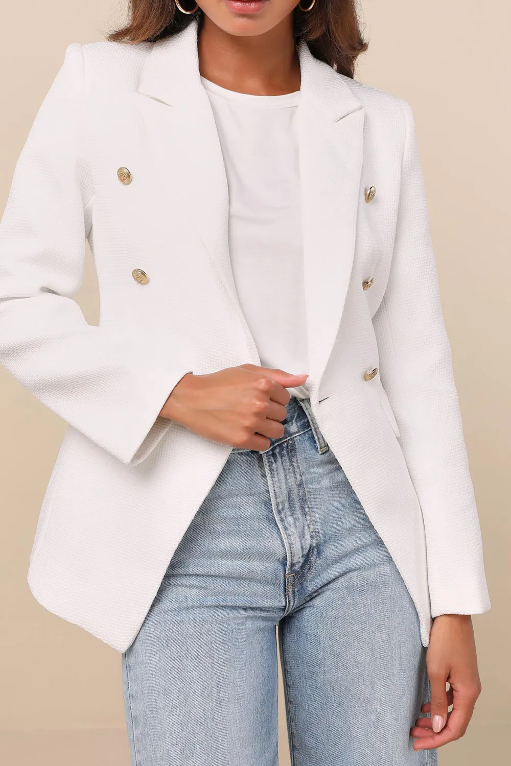 Casual Style Oversized Double-Breasted Blazer