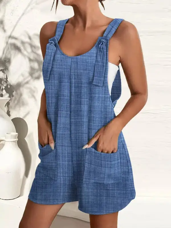 Casual Suspenders Jumpsuit Overall Shorts