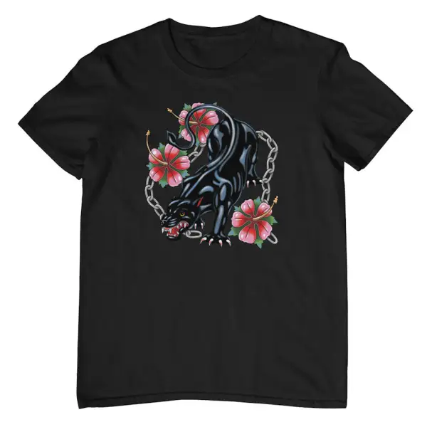 Panther Tattoo Graphic Cotton T-Shirt