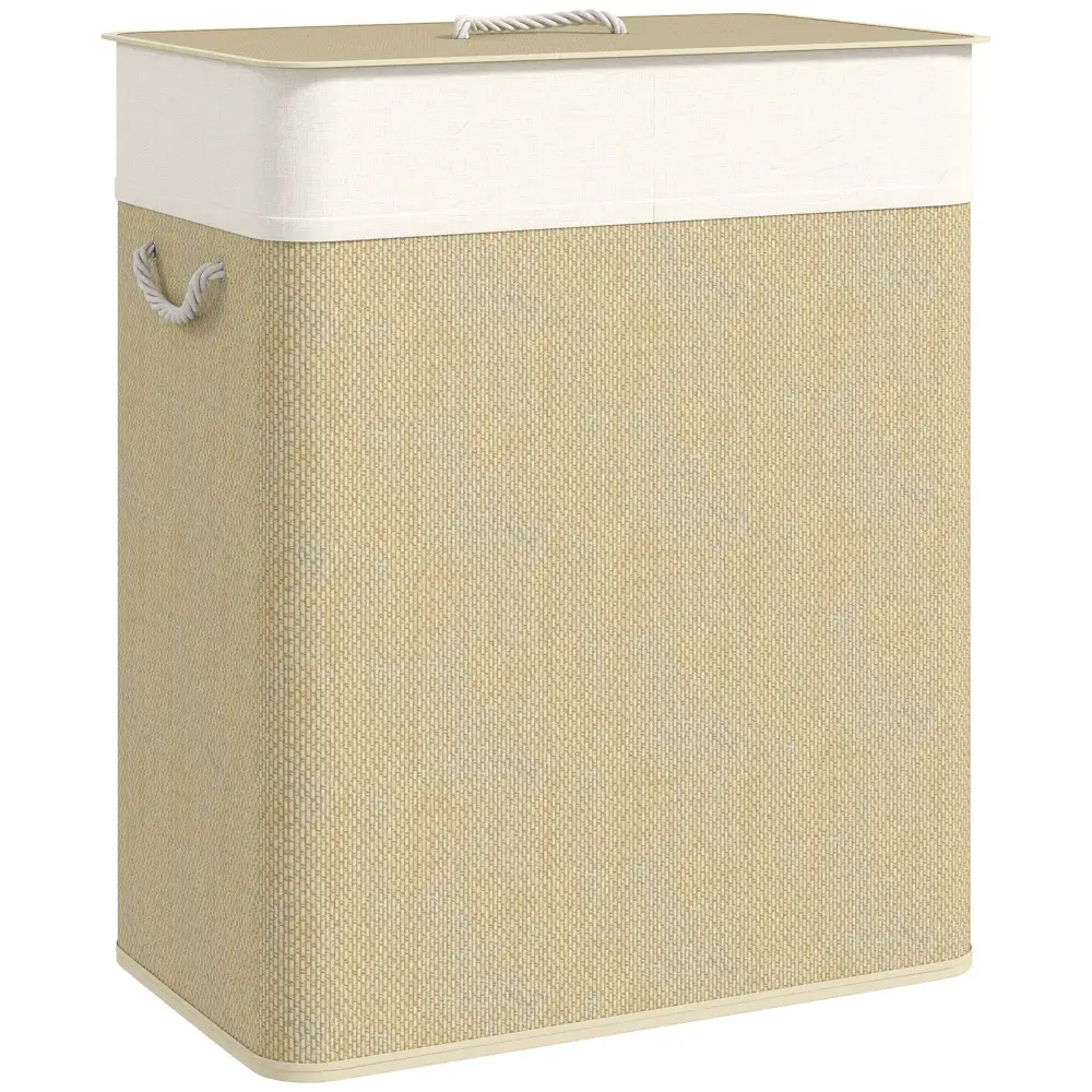 Double Compartment Removable Liner Lidded Laundry Storage Basket