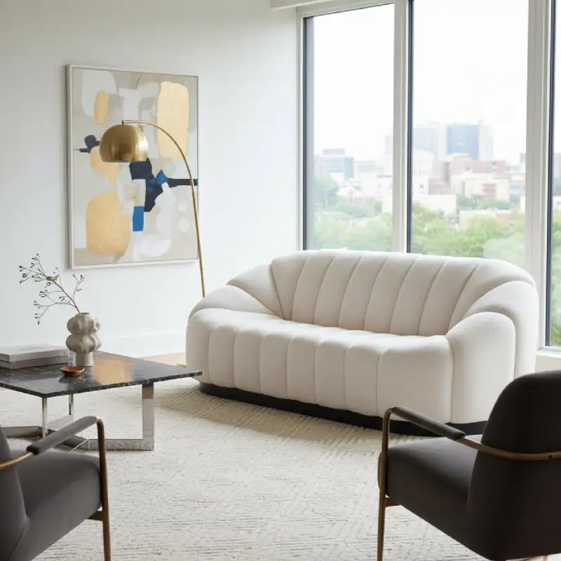 Channel-Back Shearling Sofa