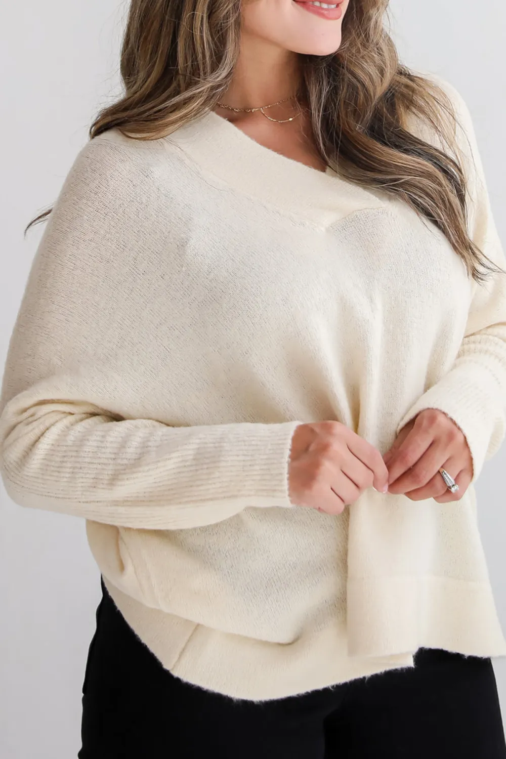 Long Dolman Sleeves Ivory Sweater